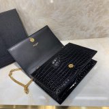 Replicas YSL Monogram chain wallet black 19cm grain de poudre