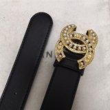 Luxury Replica CC Double C Belt Black Width 3.0cm 1137