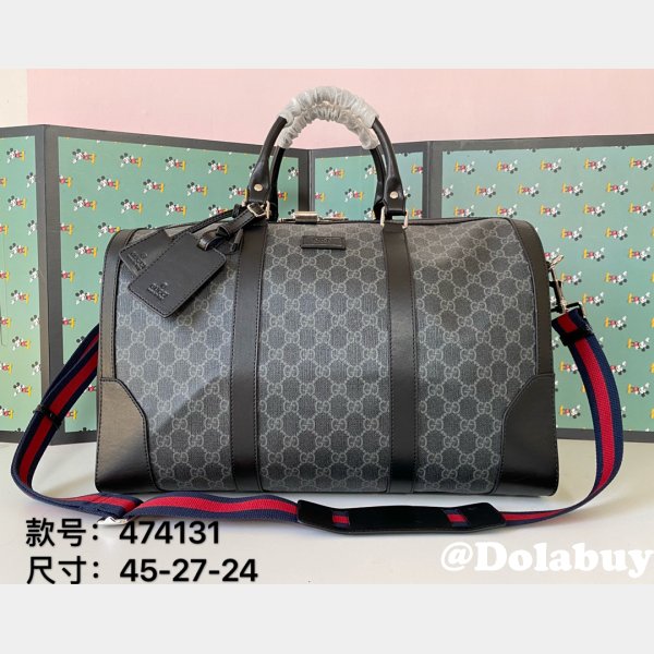 Replica On Sale Gucci 474131 GG Black carry-on duffle Bag