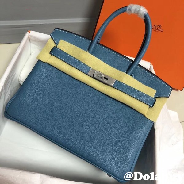 Hermes Birkin 35cm Togo leather Handbags Blue