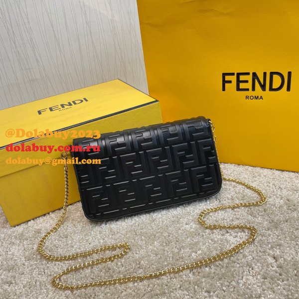 Fendi Best Fashion 212200 Maca embossing Black Bags