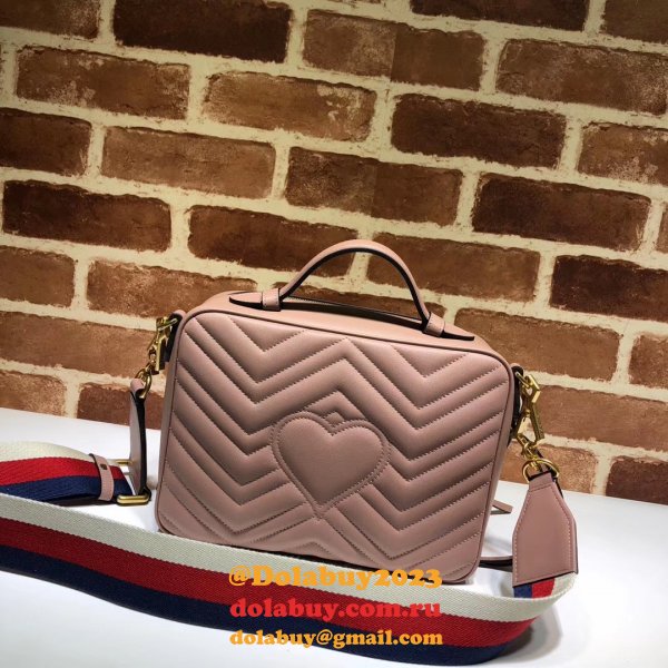 Top Quality Gucci Replica 498100 Leather GG Marmont Small Shoulder Bag